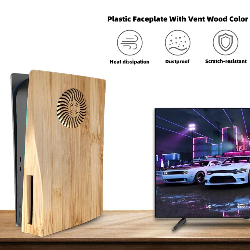 Cover Laterali in Effetto Legno per PS5 Disc Edition – Con Prese d’Aria