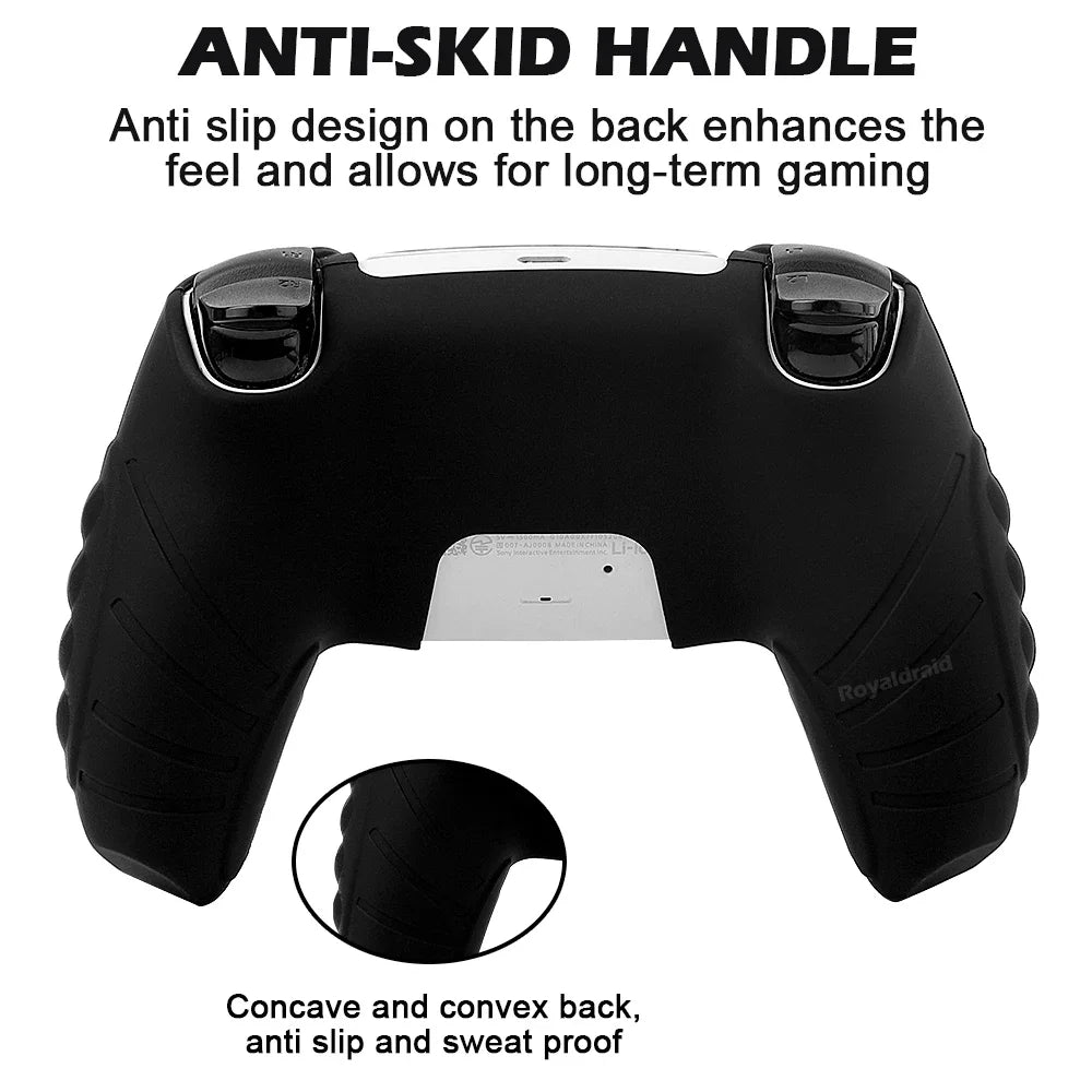 Custodia Protettiva in Silicone Antiscivolo per Controller PS5 – Set Completo con Grip Caps e Adesivo Touchpad